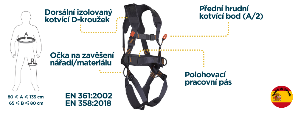 VELETA PLUS Celotelovy bezpecnostni postroj s polohovacim pasem - grafika 1